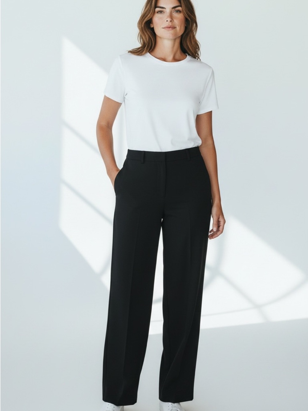 Liz Claiborne Women's 12 Wide Leg Trouser Pants Black High Waist Casual Office